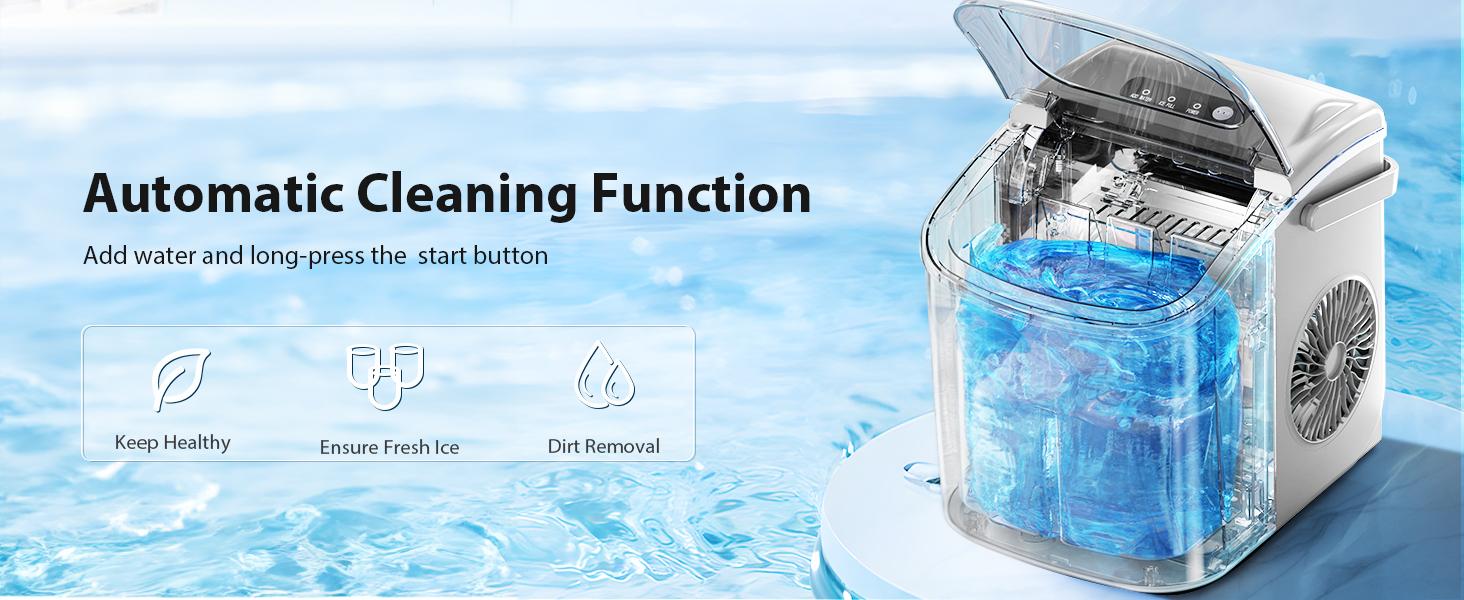 Antarctic Star Countertop Ice Maker Portable Ice Machine with Handle,26Lbs/24H, Self-Cleaning Ice Makers, 9 Ice Cubes Ready in 6 Mins for Home Kitchen Bar Party (Grey)