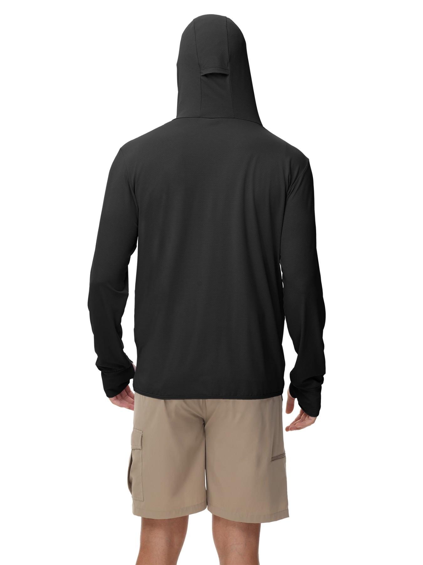 Men's Ice Silk Hooded Sun Protection Jacket, Full Face UV Shield, Breathable Quick-Dry, Outdoor Hiking Climbing Running Cycling Sports Coat