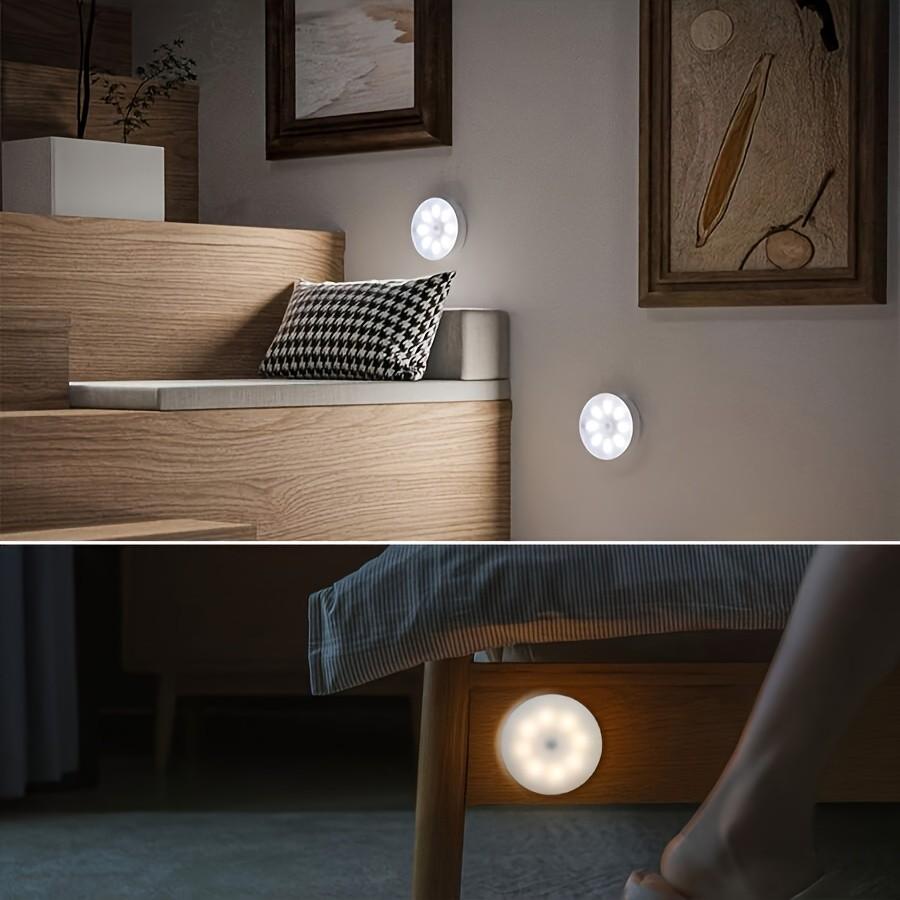 Small sensor LED light for student dormitories, (white light/warm light) wireless installation, USB rechargeable light, human body sensor automatic switch (night mode), LED light source, suitable for beds, corridors, kitchens, living rooms, bedrooms,
