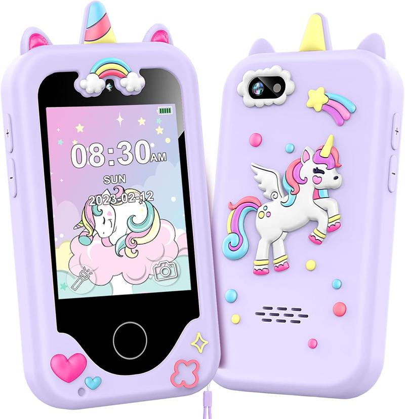 Unicorn Design Camera, Touchscreen Phone Camcorder, 10x Zoom Selfie HD Lens, Cute Stickers, Recorder & Music Player Gift