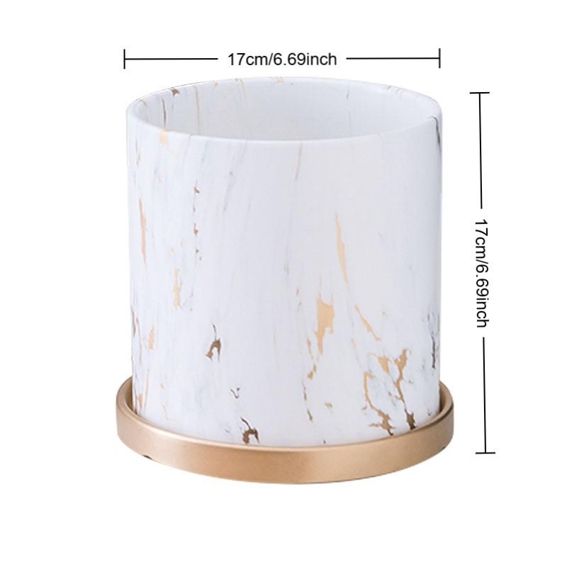 Butterfly Orchid Ceramic Small Flower Pot, Luxury High-End Marble Pattern Home Large Vase, Elegant Decorative Planter