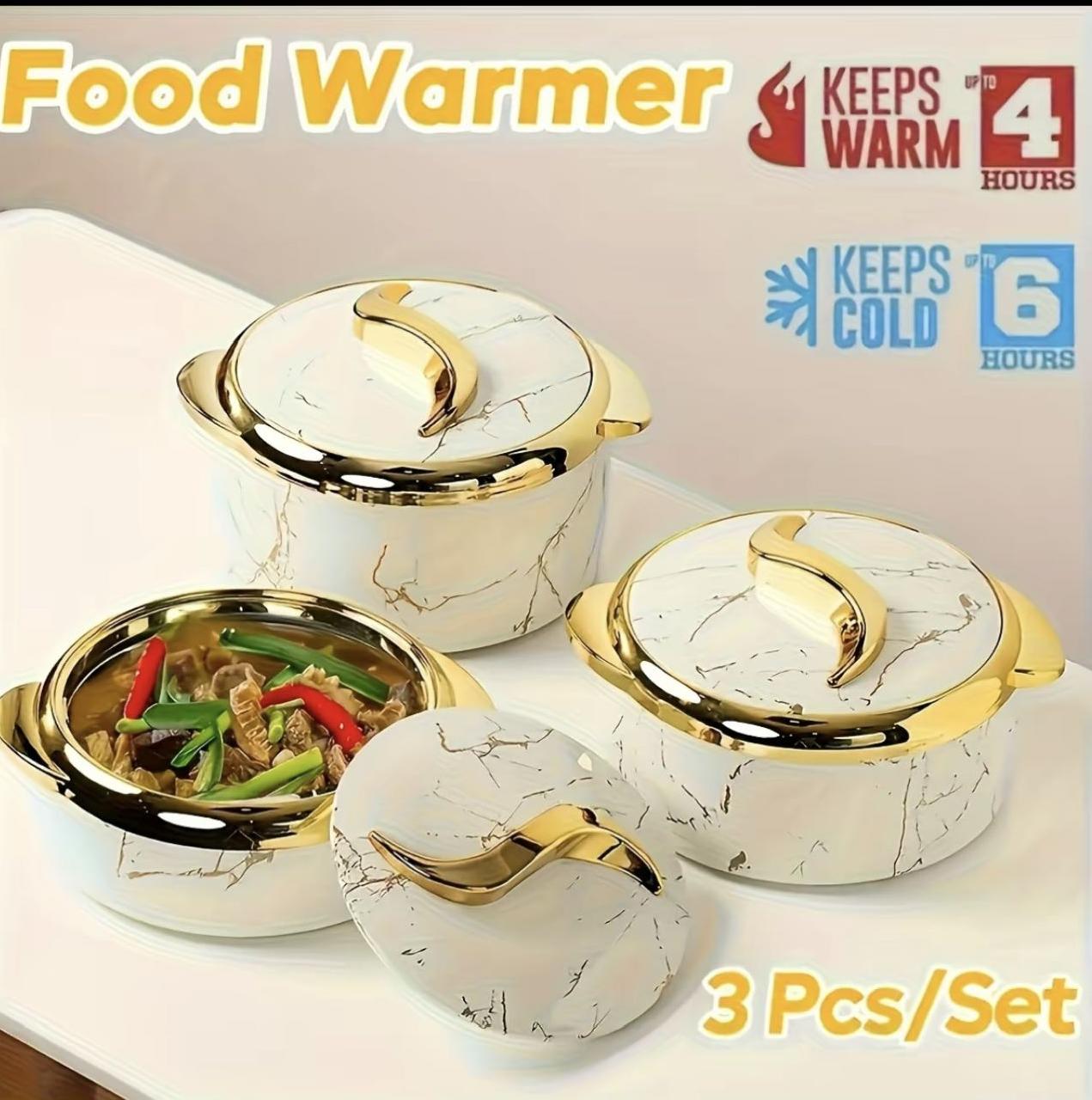 3PCS Insulated Thermal Serving Bowl Set, Stainless Steel Casserole Dish with Lids Keep Food Warm Cold
