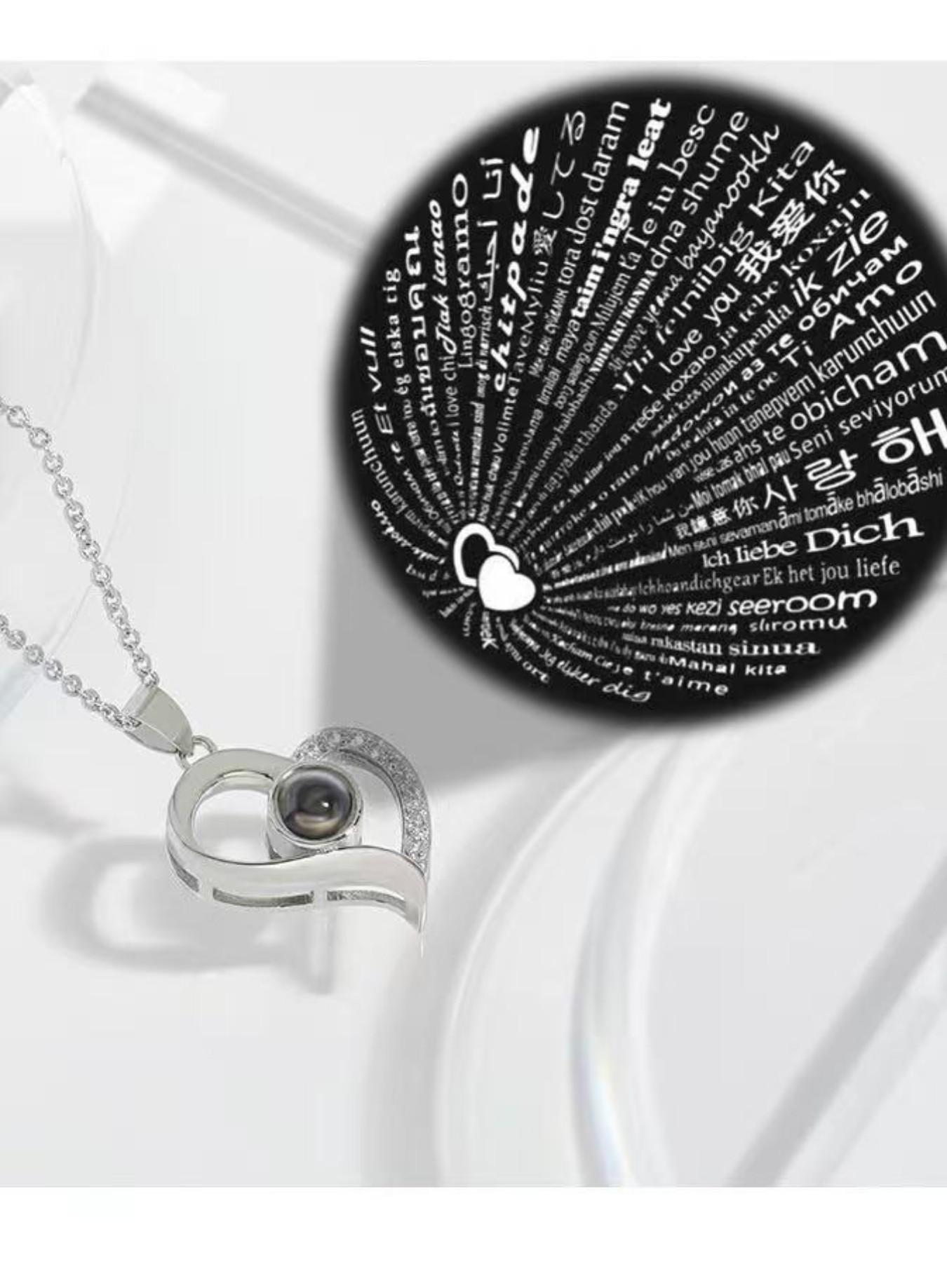 100 Languages 520 Necklace, Gold Foil Rose Flower Bear Gift, Mother's Day, Qixi Festival, Birthday Present for Mom, Girlfriend, Friend