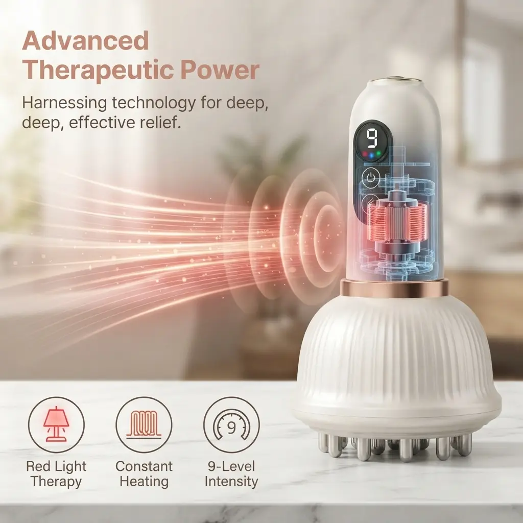 TBES Handheld Heated Vibration Massager, Rechargeable Muscle Relaxer for Neck & Back, White Portable Gift