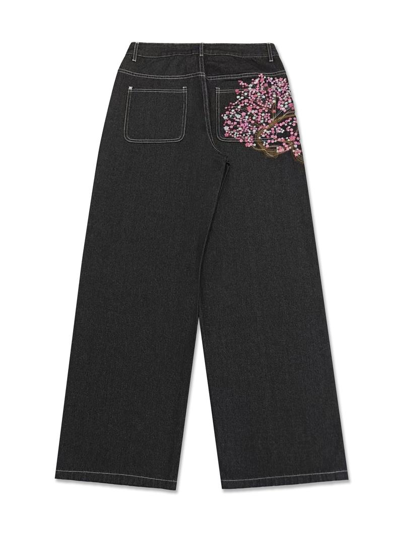 Men's New Washed Loose Denim Jeans, Barrel Jeans, Fashionable Embroidered Casual Style, Versatile All-Season Wear, Comfortable & Stylish Design