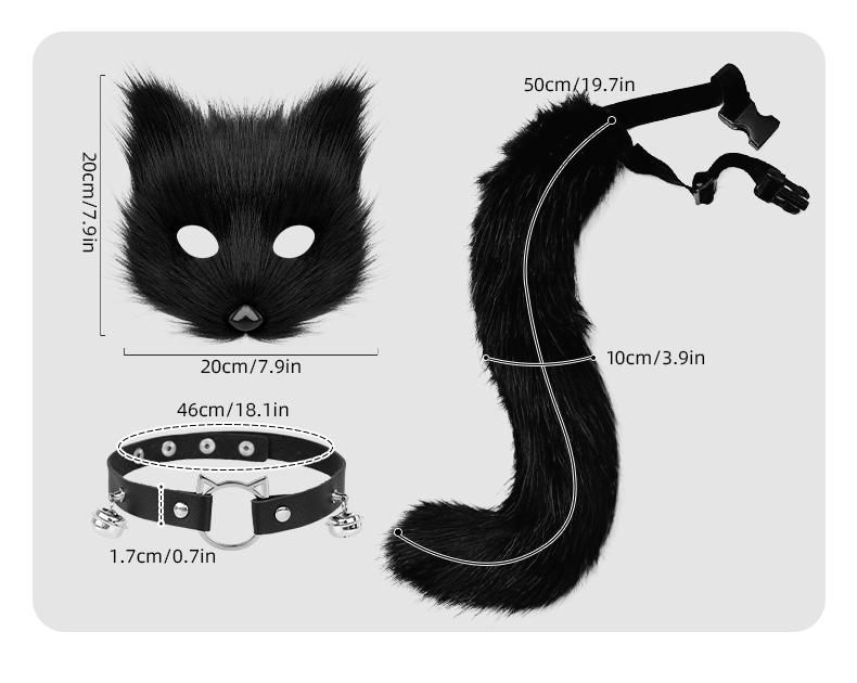Fox Cosplay Set - Mask, Tail and Collar | Cute anime style costume for parties or Halloween