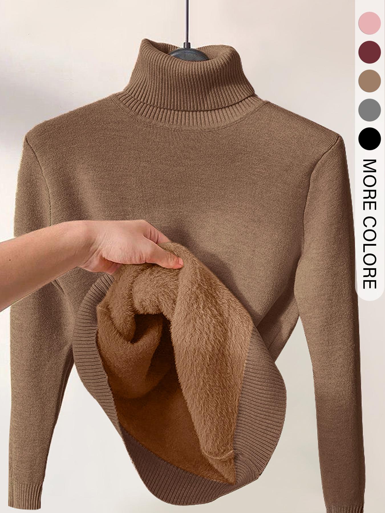 Women's Plain High Neck Sweater, Casual Long Sleeve Jumper for Fall & Winter, Fashion Ladies' Knitwear for Daily Wear