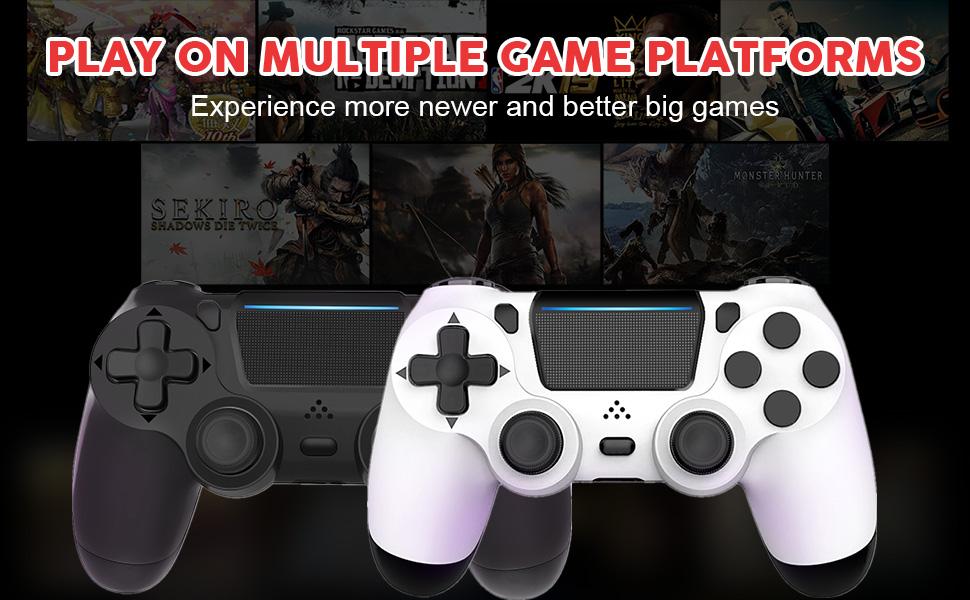 2 Pack Wireless Controller for PS4,Remote Controller with 6-Axis Motion Sensor, Sensitive Touch Pad, Built-in Speaker & Headphone Jack, Compatible with PlayStation 4/Pro/Slim/PC Video Game Stick Console Smartphone 2 Pack Wireless Controller for PS4,Remote Controller with 6-Axis Motion Sensor, Sensitive Touch Pad, Built-in Speaker & Headphone Jack, Compatible with PlayStation 4/Pro/Slim/PC Video Game Stick Console Smartphone