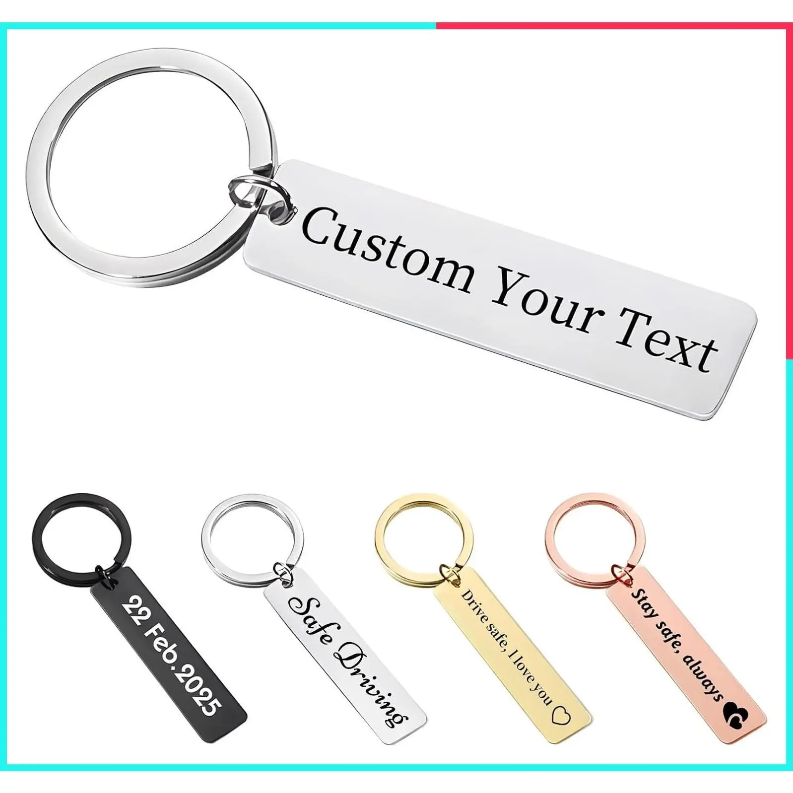 Personalized Double-Sided Engraved Keychain - Custom Name Text, Unique Gift for Men and Women