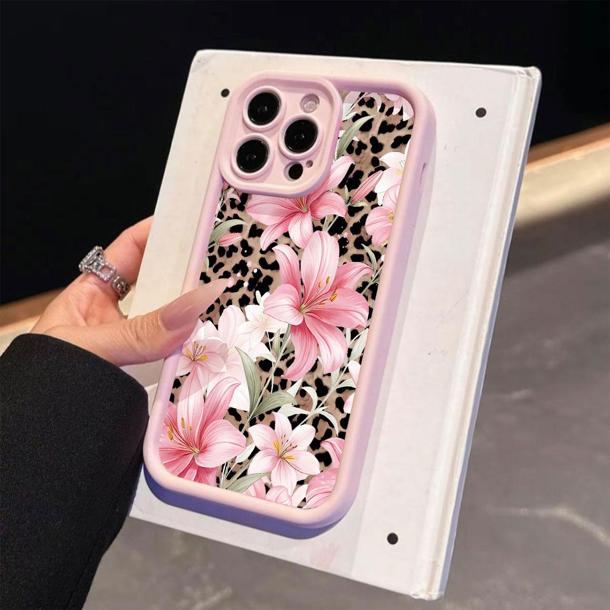 High Bamboo Case, Sweet Floral Leopard Print Tpu Anti-Drop Full Cover, Valentine's Day Gift for Girlfriend, Compatible with iPhone Models