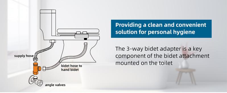 Hibbent Bidet T Adapter, Metal T Valve for Bidet(7/8” x 7/8” x 3/8”), 3 Way Tee Connector Bidet Attachment for Toilet Metal Bidet