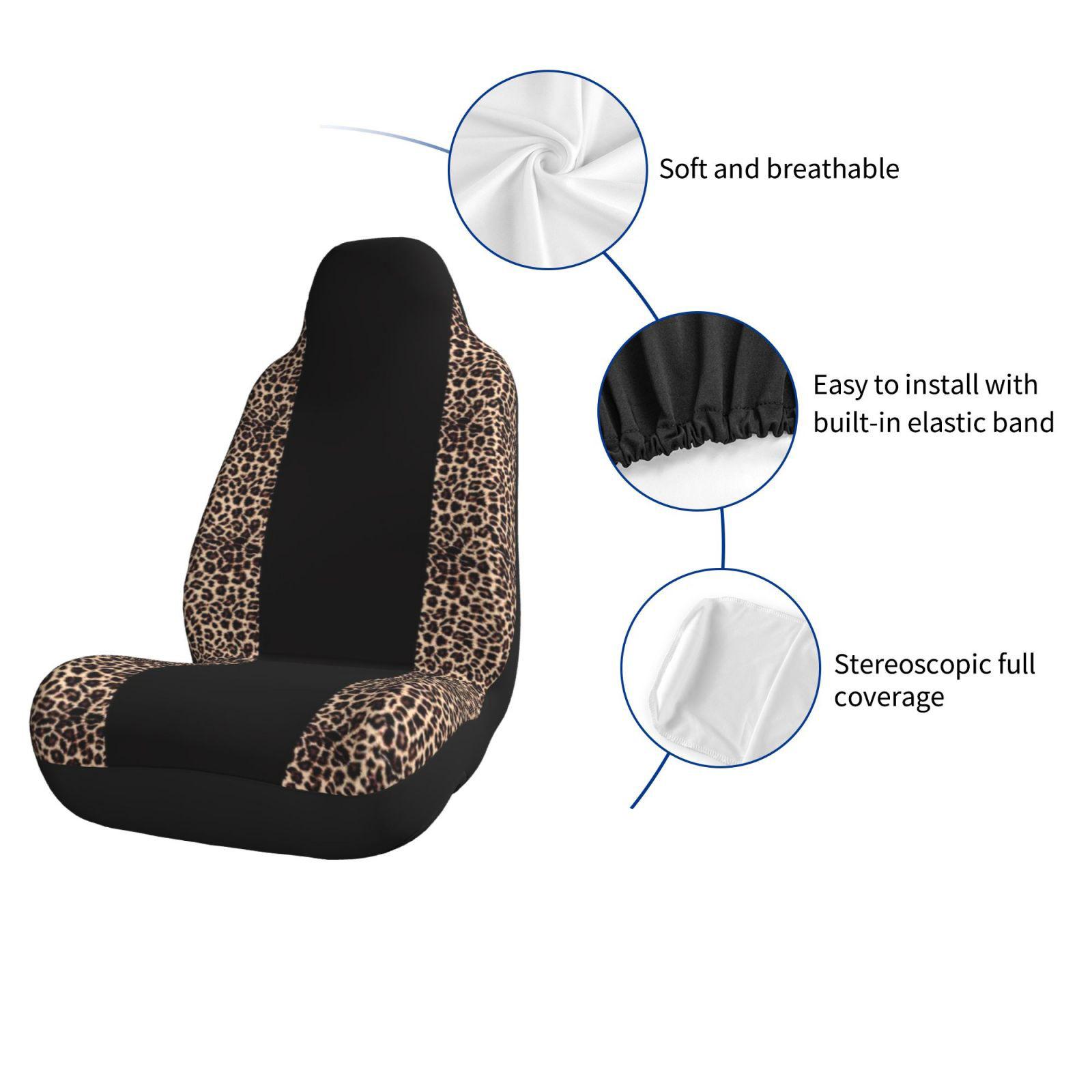 Leopard Print Patchwork Car Interior Set, Full Coverage Fabric Seat Covers, Universal Fit for All Seasons, Women's Car Accessories