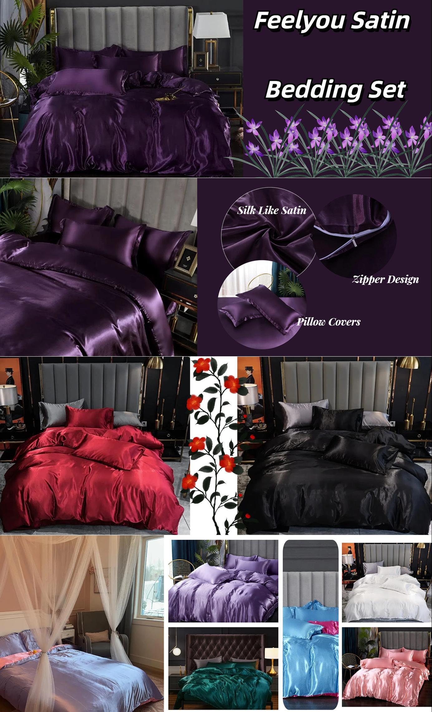 Silk Duvet Cover,Luxury Soft Reversible Quilt Cover,Bedroom Decor Chic Luxurious Silky Bedspread Cover,Zipper,No Comforter Silk Duvet Cover,Luxury Soft Reversible Quilt Cover,Bedroom Decor Chic Luxurious Silky Bedspread Cover,Zipper,No Comforter