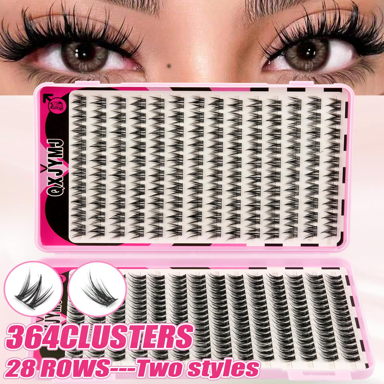 364 Pieces Single Piece False Eyelashes, Cluster False Lashes, DIY Eyelash Extension Kit, Individual False Eyelashes, Fake Eyelashes