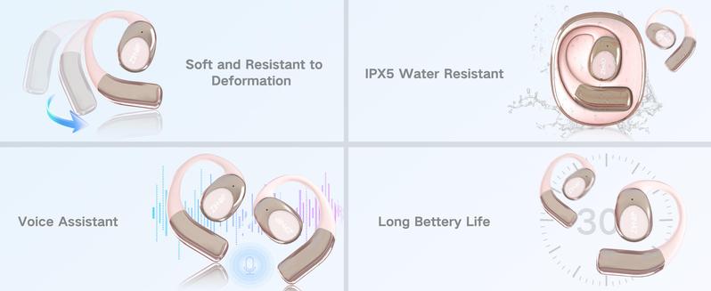 ZIHNIC(Lifewiththecarr)S09 True Wireless Open Ear Bluetooth 5.4 Earbuds Noise Reduction Headphones IPX5 Waterproof Sport Headsets Built-in Microphone Audio Electronic