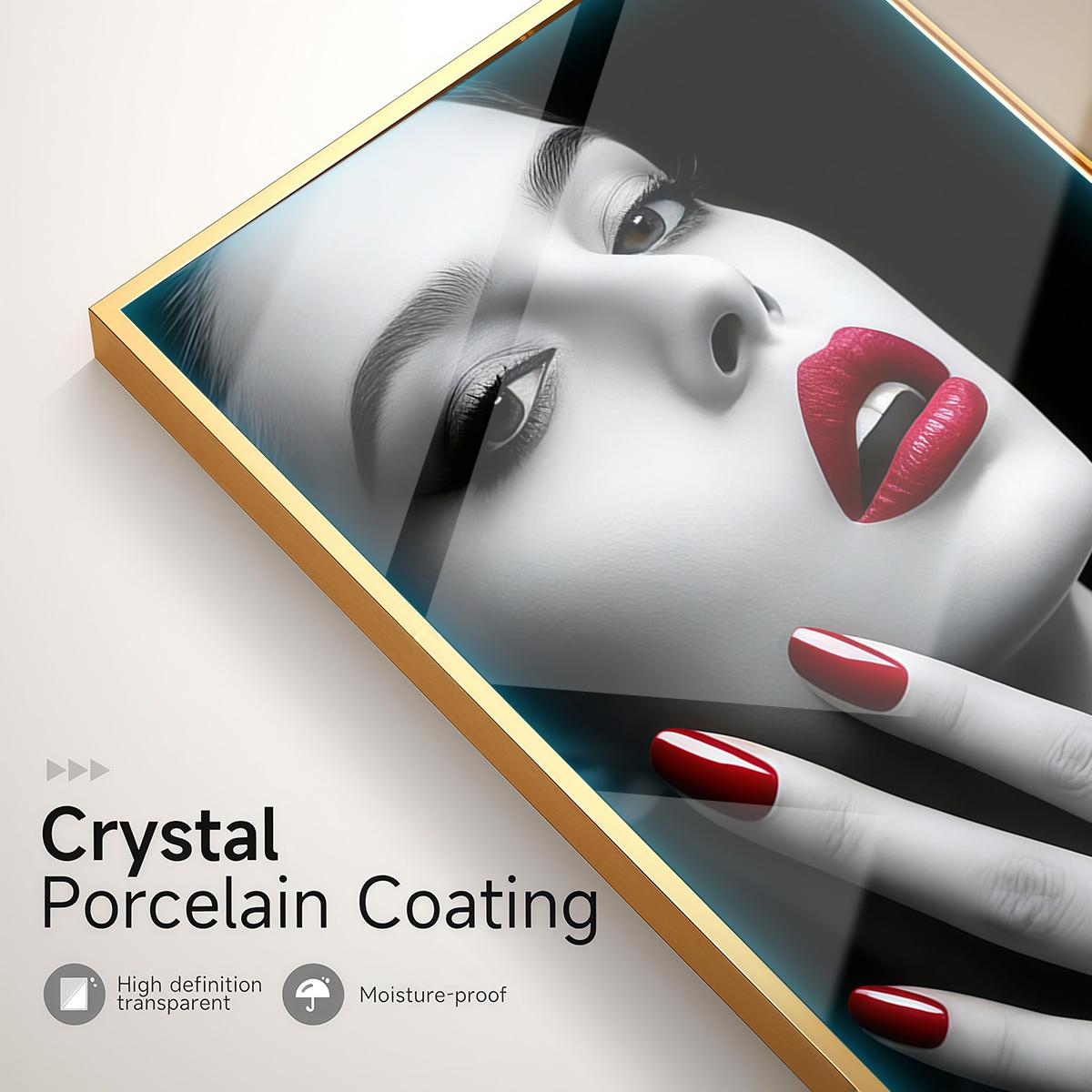 3 Counts Aluminum Alloy Framed Painting, Neon Beauty Portrait Art With Red Lips And Nails, Home Decoration For Living Room, Bedroom, Office, Restaurant, Hallway Wall Decor, Odorless Print Artwork, Luxury Perfect Gift For Friends And Family