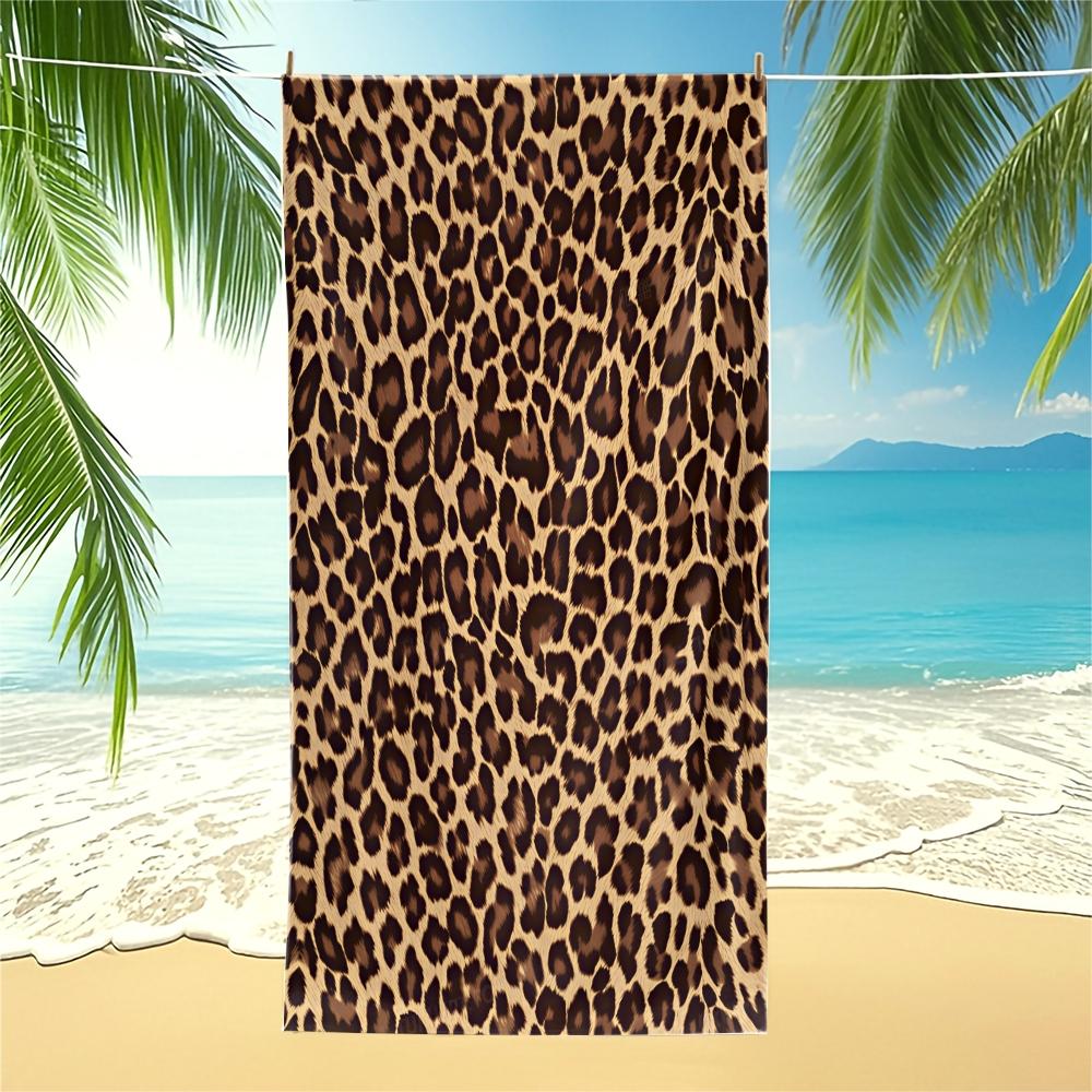 Leopard Print Beach Towel, European American Y2K Style, Quick Dry Absorbent Soft Skin-friendly, Ideal for Trendsetters Beach Pool Vacation