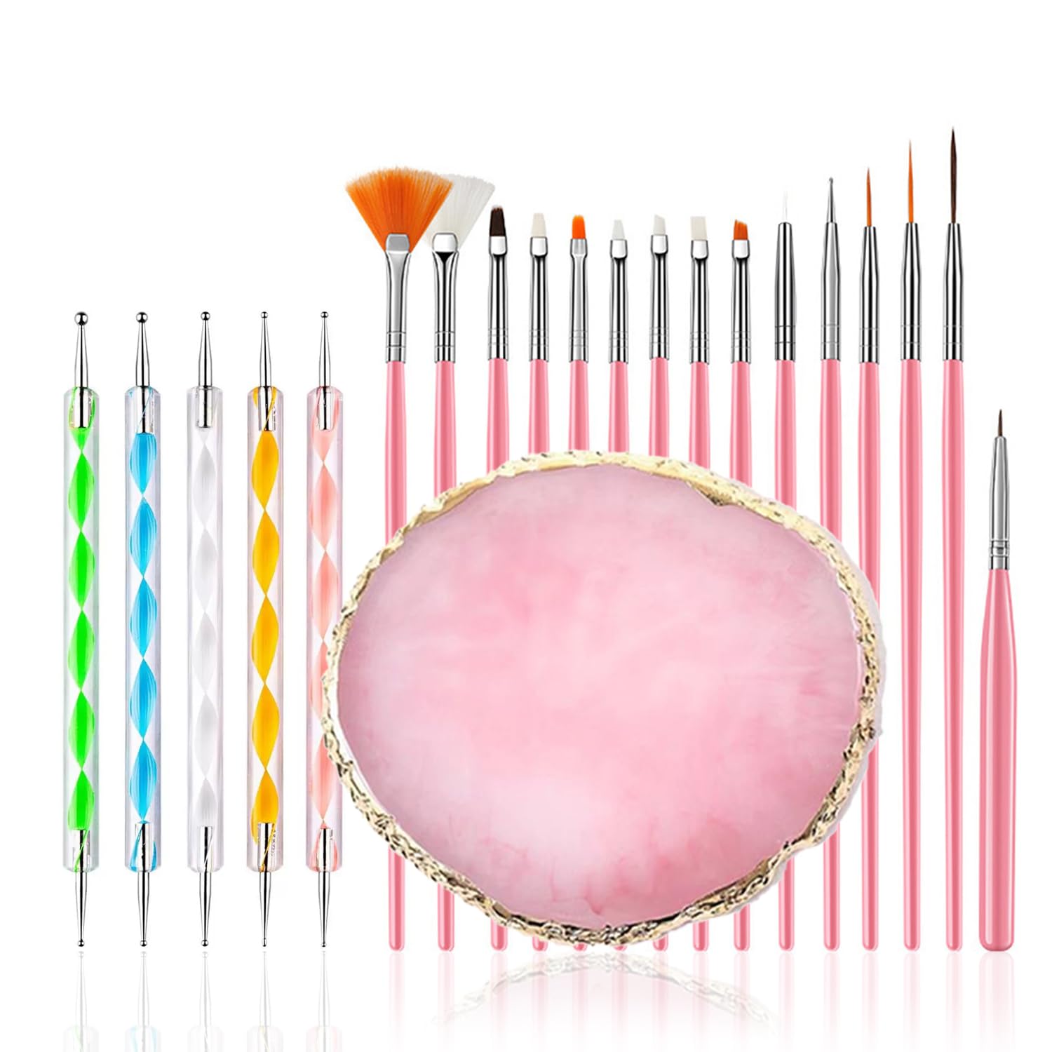 ✨ 21/24/30-Piece Professional Nail Art Tool Set, Including Nail Brushes / Dual-Ended Dotting Pens / Nail Holders / Double-Sided Tape / Tweezers / Cleaning Brushes / Palette / Nail File Combo Set, Suitable for Nail Salons and Home DIY