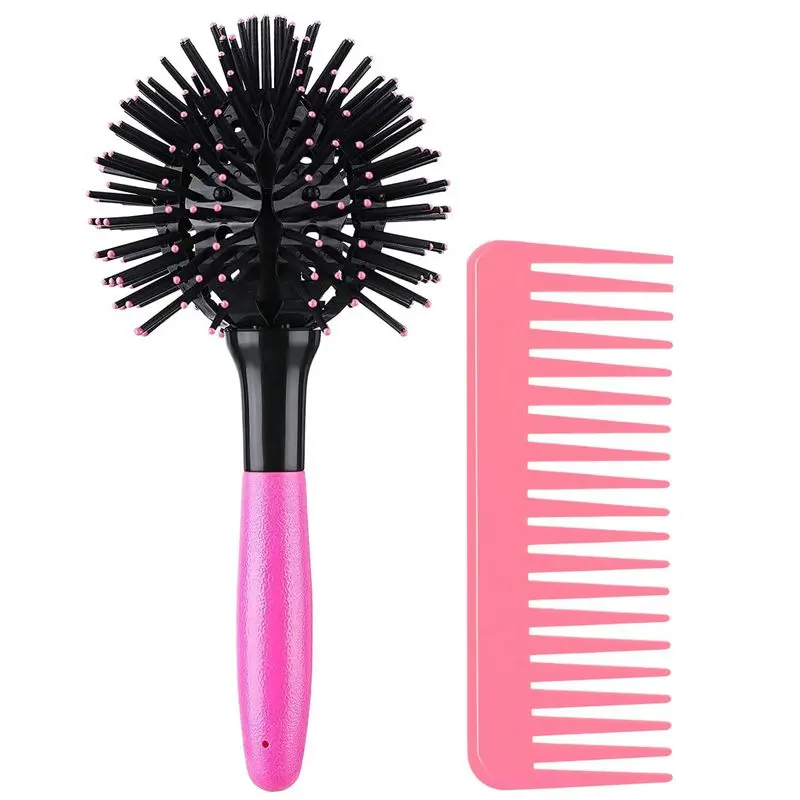 3D Bomb Curling Comb 360 °   Round styling comb, smoothing comb, ball comb, salon-grade round curling tool, wide-tooth comb, suitable for curly hair/long hair/wet hair/dry hair: beauty and personal care