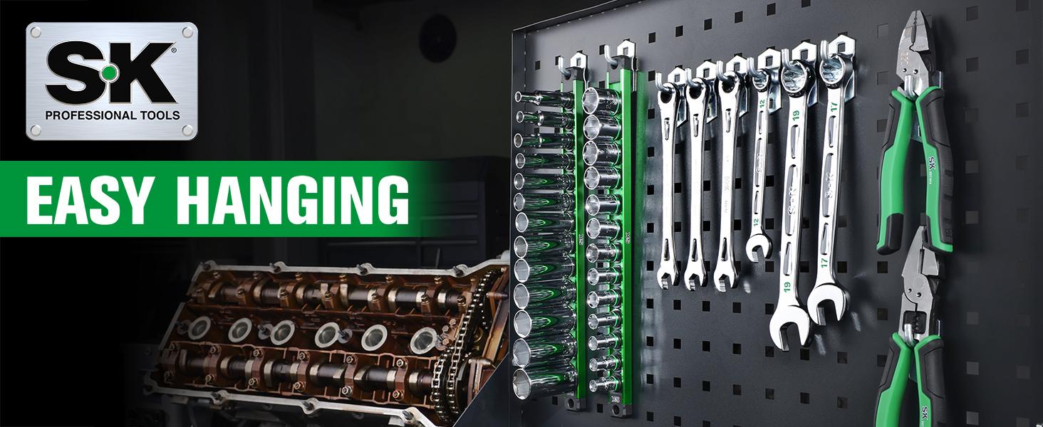 #SpringGlowUp SK 3/8" Drive Socket Set, Deep Metric Sockets, 13-Piece, SuperKrome Finish, Premium CR-V Construction, with Aluminum Socket Organizer