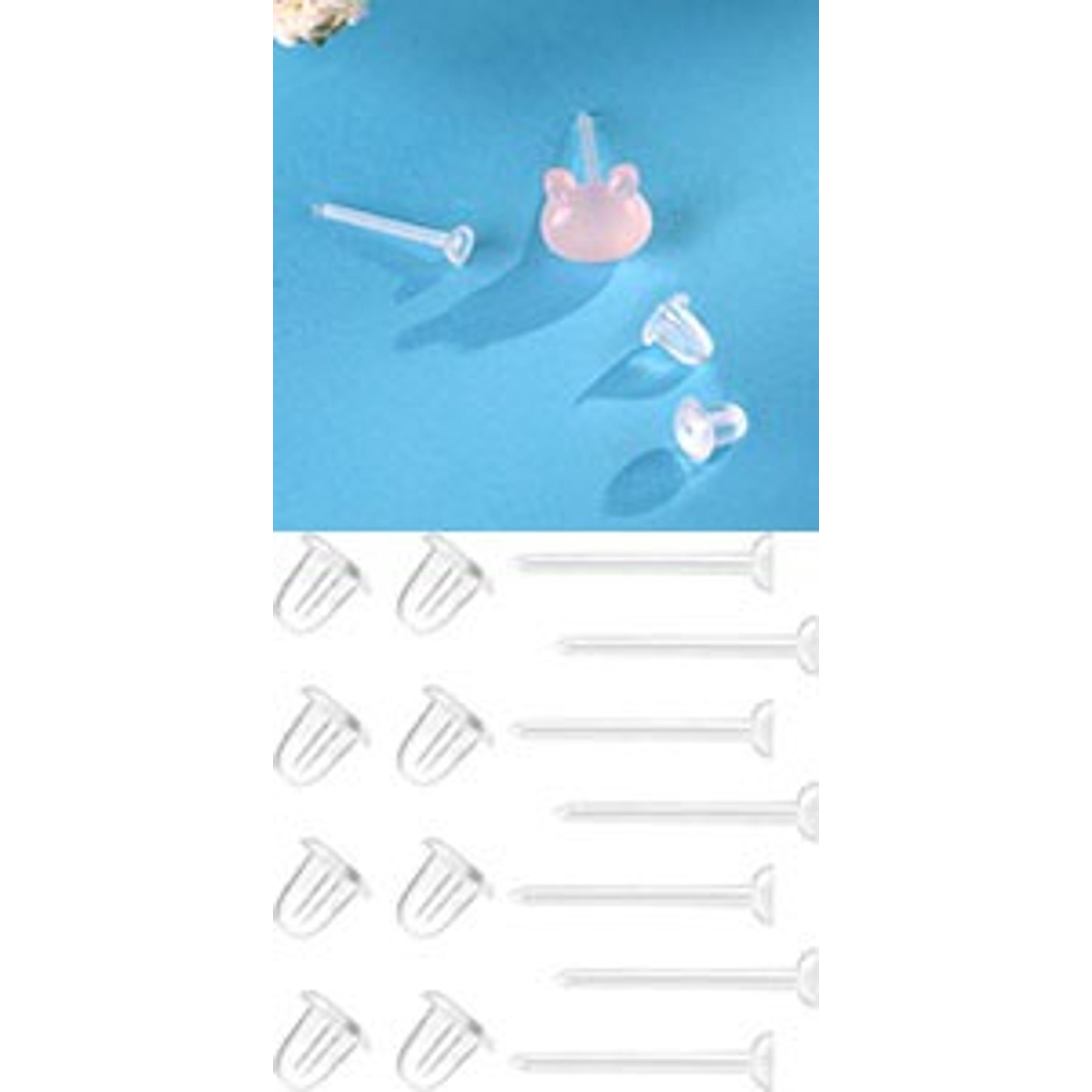 200pcs Hypoallergenic Clear Plastic Earring Studs + 200pcs Earring Backs – 18G Retainers for Sports, Surgery, Work & Sleeping – Transparent 2-Compartment Storage Box