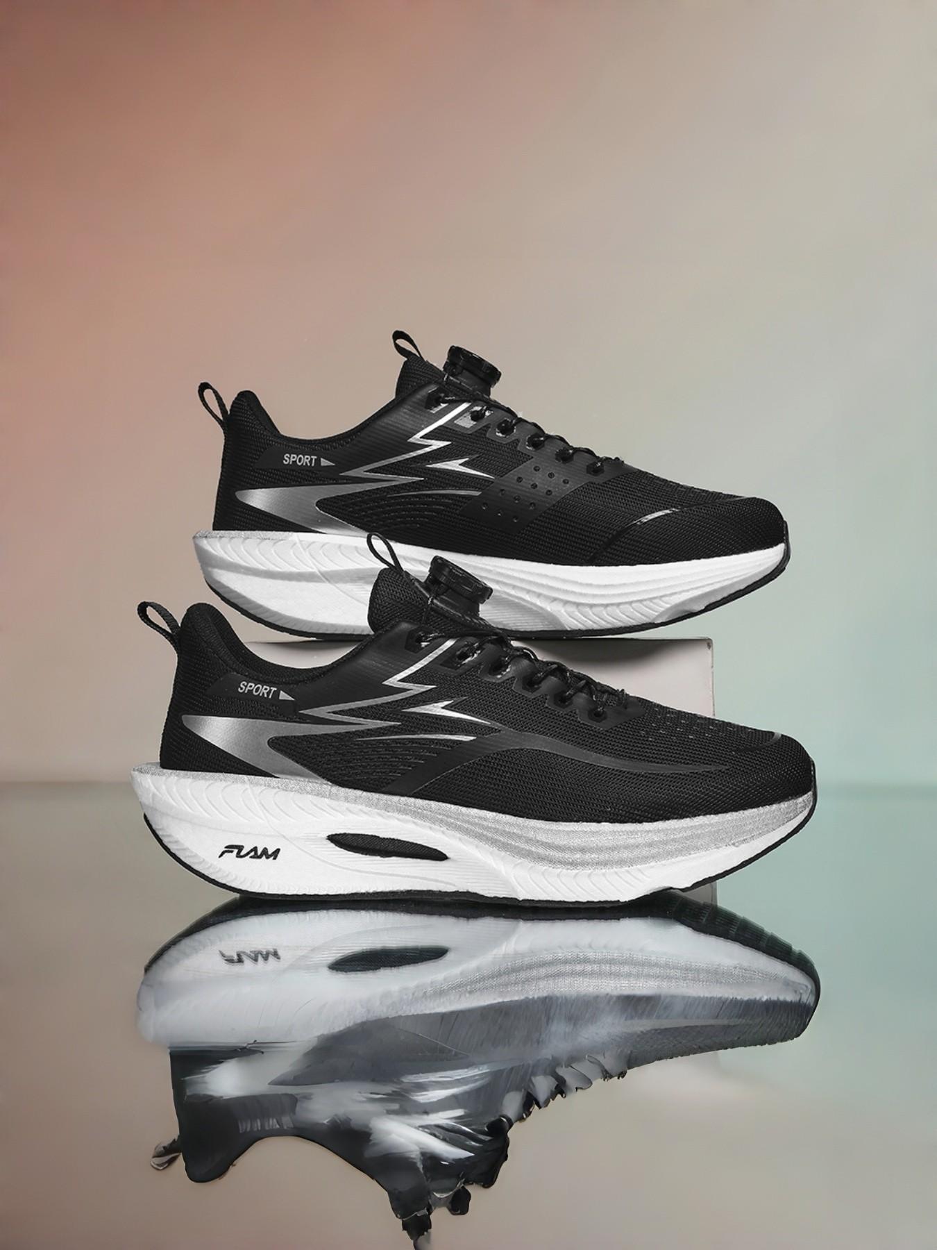 Men's Casual Sports Shoes, Outdoor Running Shoes, Outdoor Running Sneakers, Rotating Buckle Design, Laces-Free, Breathable Upper, Comfortable Liner, Ideal for Hiking