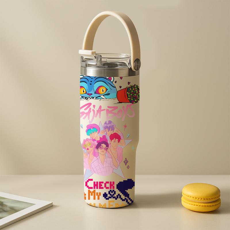 Auracup 1pc 30oz Stainless Steel Insulated Tumbler, KPop Demon Hunters, with Lid and Straw, Keep Hot 12H/Cold 24H, Great for School, Travel or Coffee, Fun Gift for Teens or Pop Culture Fans, Halloween, family cookware, themed event decoration, party props