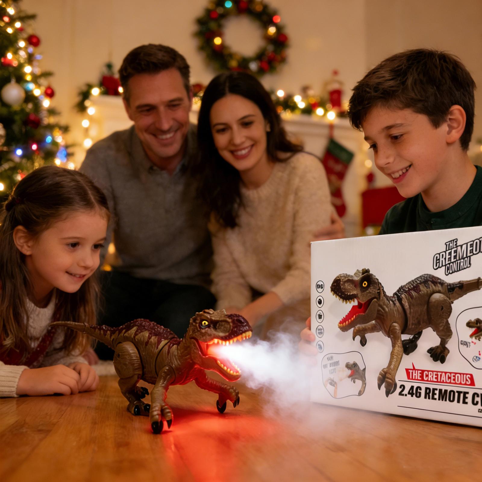 2.4g Remote Control Spray Crawling Tyrannosaurus Rex Toy, Roaring Sound, Light, Forward Backward, Left Right Swing, Christmas Gift, Boy Birthday Present, Summer Games