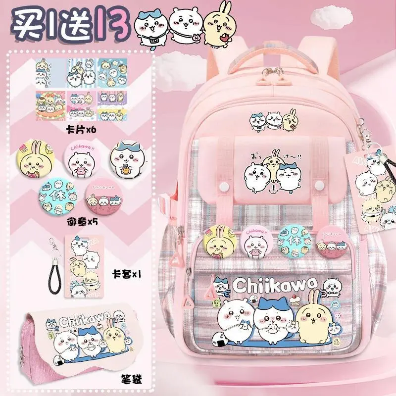 Chiikawa Cartoon Backpack Sweet Color Healing Series Multiple Compartment Design With Adjustable Straps For School Travel