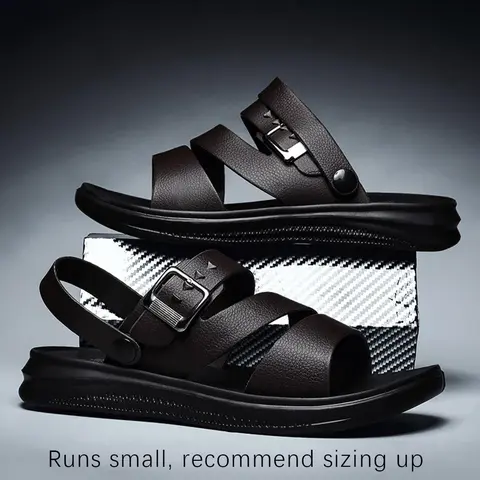 Men's Breathable Water Strapy Casual Slide Sandals, Non-Slip Two-Way Wear Summer Shoes for Beach, Outdoor and Daily Use, Summer Beach Footwear