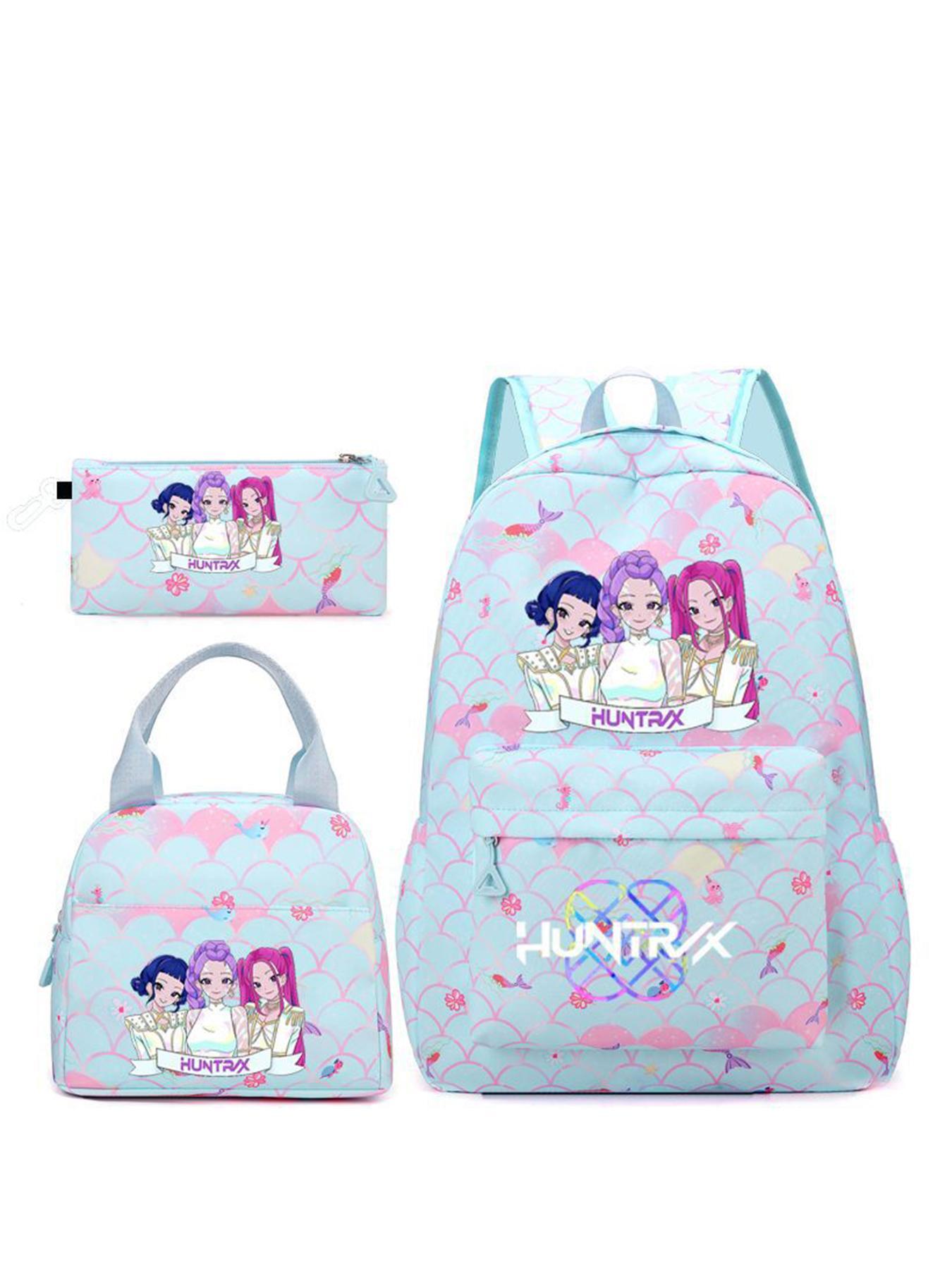 Women's Large Capacity Backpack Set, Kpop Girl Group Print Zipper Closure, Fashion Versatile Trendy Bag for School Campus Commuting Shopping, Multi Compartment Backpack