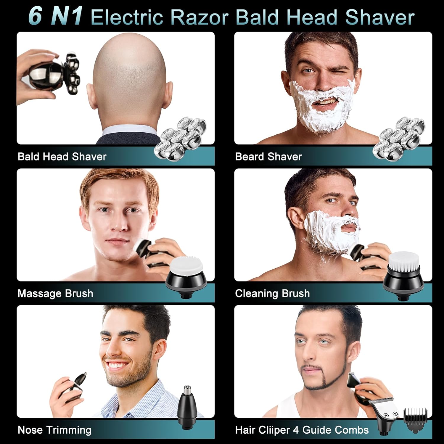 Men's Electric Shaver, 1 Box Portable Rechargeable Wet & Dry Use Shaver with Limited Comb & Cleaning Brush & Charging Cable, Great for Men Stylists Barber Barbershop