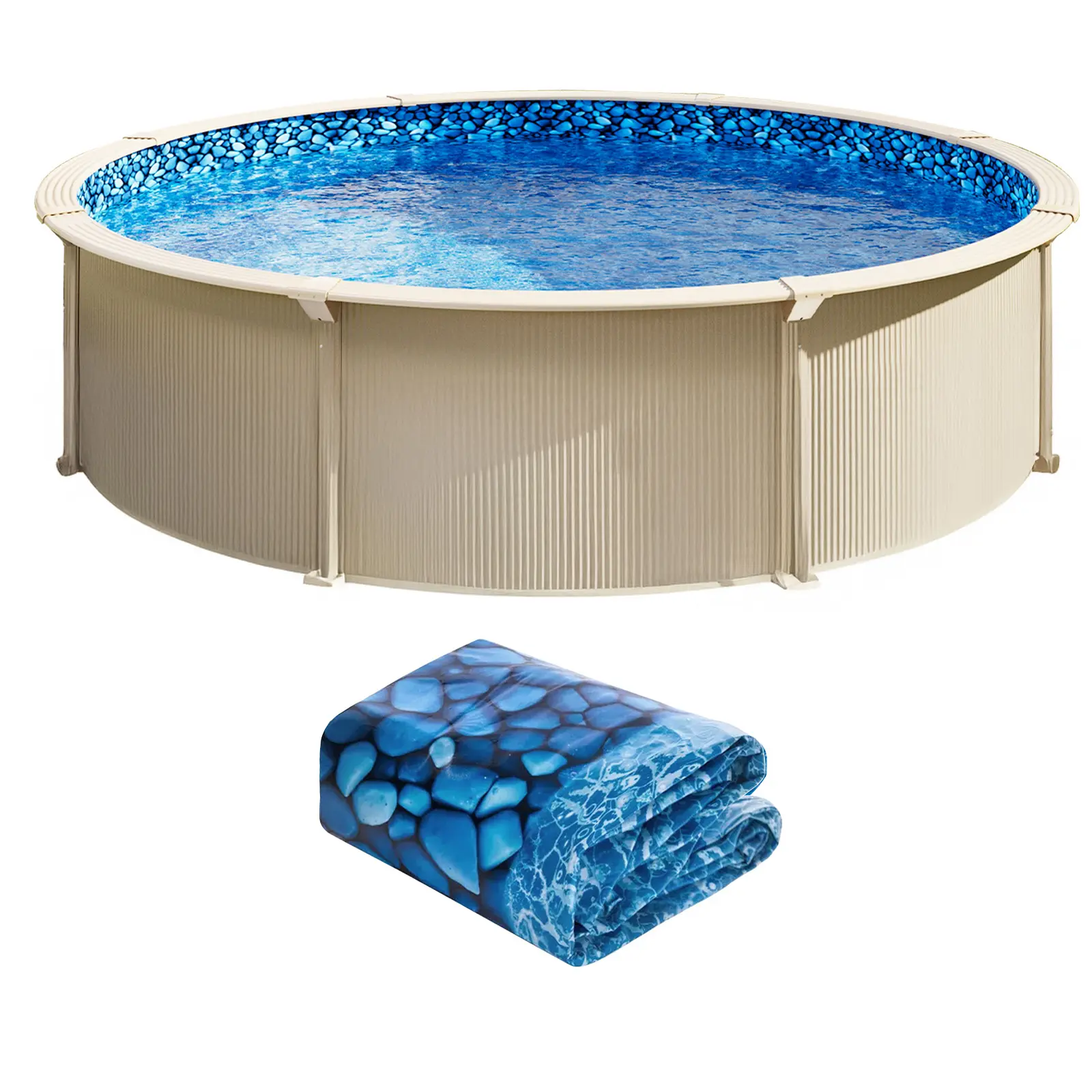 24-ft Round Above Ground Pool Liner, Overlap Pool Liners, Standard Gauge Vinyl, 48-to-54inch Wall Height, Designed for Steel Sided Above-Ground Swimming Pools