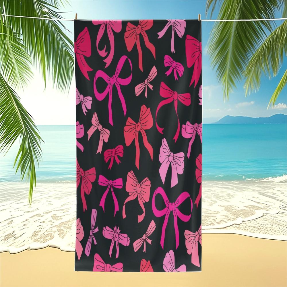1-Piece Coquette Bow Printed Beach Towel, Cute Y2K Style Sand-Free Quick-Dry Microfiber Towel, Lightweight Absorbent Printed Beach Accessories, Ideal for Travel Vacation, Pool, Beach, Camping & Daily Use