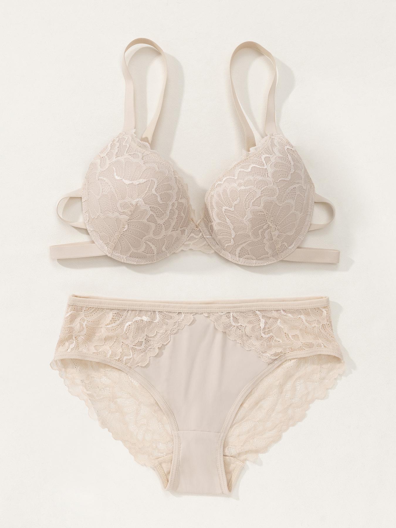 1 sets of lace sexy women's underwear set with underwire deep V gathered integrated underwear Lace splicing panties beautiful back adjustable non-slip design for daily casual and comfortable wear for dating Women's sexy bra panty underwear combination