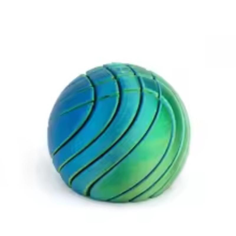 3D Printed Anxiety Relief Fidget Toys, Round Gear Twisting Ball, Liquid Flow Sensory Toy, Cool Desktop Ornament for Home & Office, Gradient Green/Orange/Purple, Ideal Holiday Gift for Adults Teens for Birthday Christmas Thanksgiving Halloween