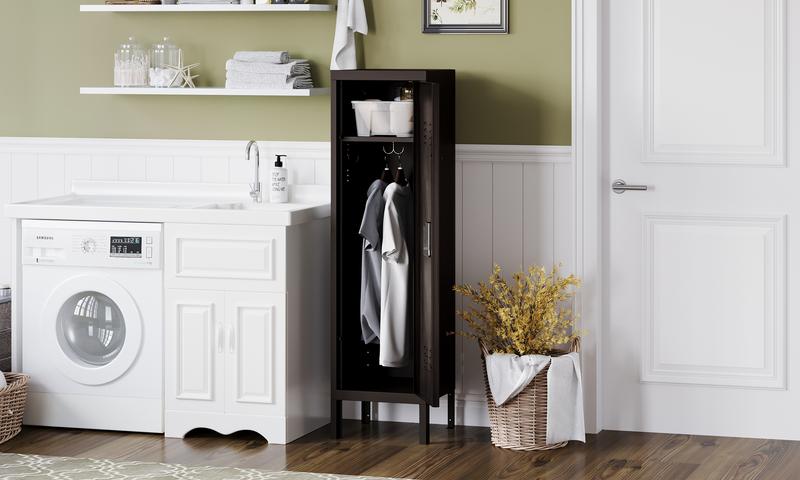 Letaya Metal Locker with Lock,55" Storage Cabinet Steel Retro Wardrobe with Lockable Doors for Home Office Employees School Dormitory Gym (1 Door) cupboard