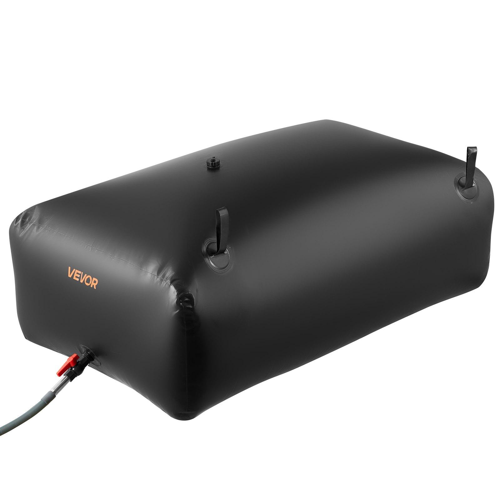 【Summerfinds】VEVOR Water Storage Bladder, 264.2 Gal Collapsible Water Storage Bag, Wear-Resistant 1000D PVC Soft Waters Bag, Leakproof Camping Tank Containers for Garden Irrigation RV Emergency Use, Black
