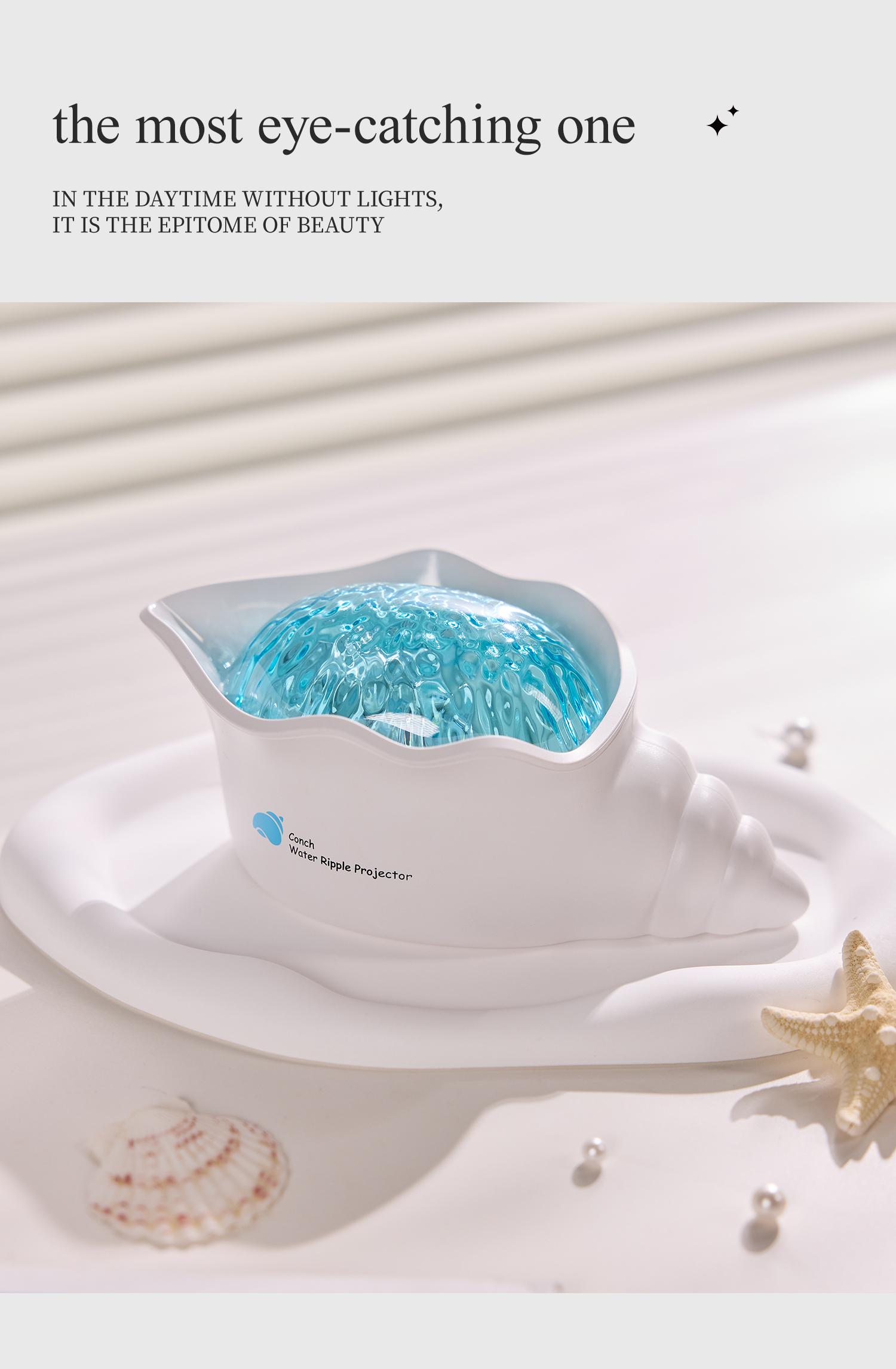 Seashell Starry Night Projector Lamp, 7 Colors Wave Atmosphere Light, 360° Rotating Ceiling, Romantic Gift for Girlfriend, Friends, Children, Atmosphere Lighting