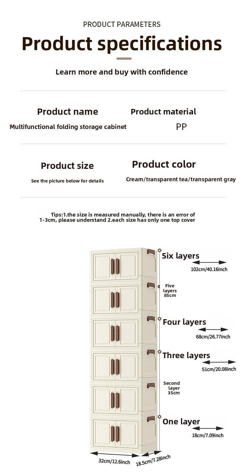 4/5/6 layer hot sale folding storage cabinet transparent black multi-layer with cabinet door locker toy snack finishing box bookshelf wardrobe Storage Drawer