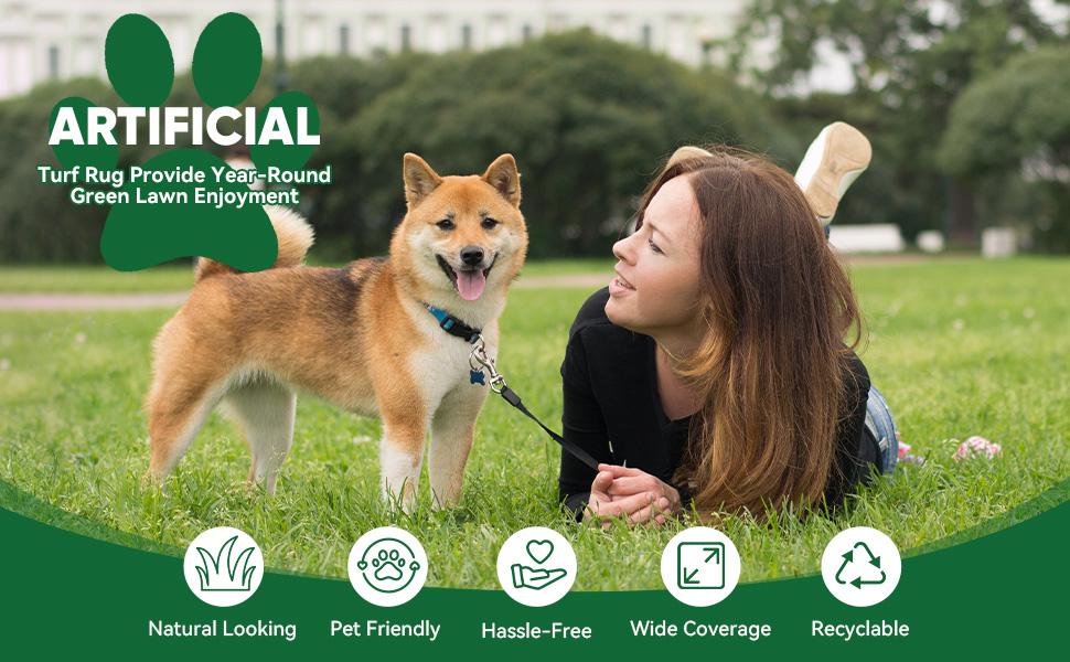 Artificial Grass Outdoor Indoor, 3 FT x 5 FT Faux Turf Lawn, 0.4" Artificial Grass Rug for Patio, Rug Synthetic Grass Mat with Drainage Holes