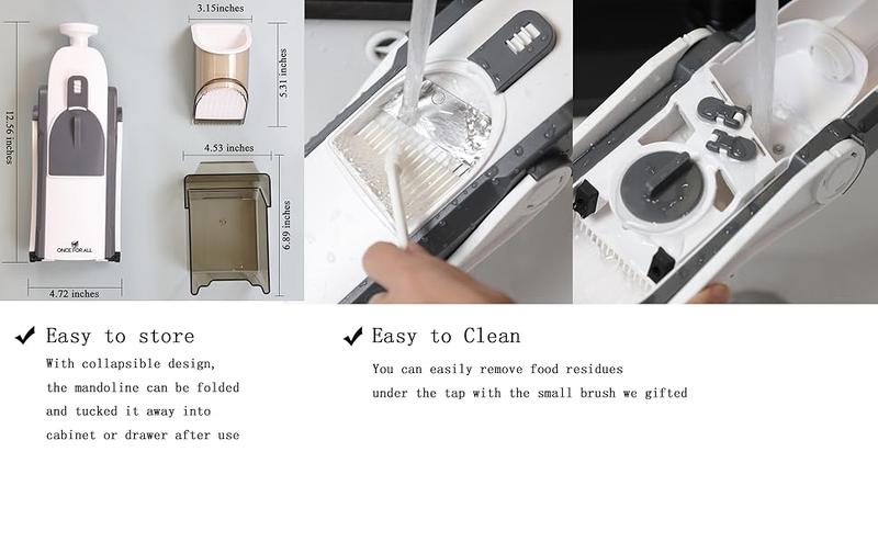 【ONCE FOR ALL】Upgrade Safe Mandoline Slicer, Vegetable Chopper, Potato Slicer 4 Modes Adjustable Thickness Food Cutter, Kitchen Chopping Artifact (6 in 1 Green)
