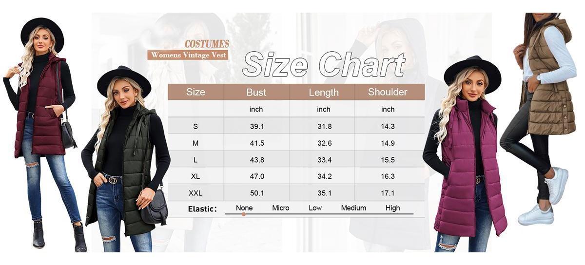 Imily Bela Women Long Vest Solid Color Sleeveless Hood Winter Puffer Vest Outwear SpringStatements