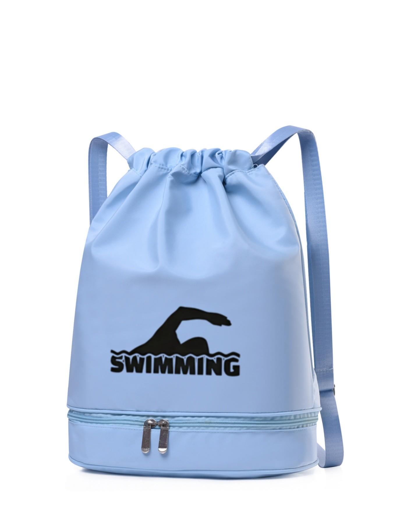 Swim Action Print Backpack, Fashionable Simple Crossbody Bag, Adjustable Strap, Separate Compartment, All-Season Design, Ideal Gift