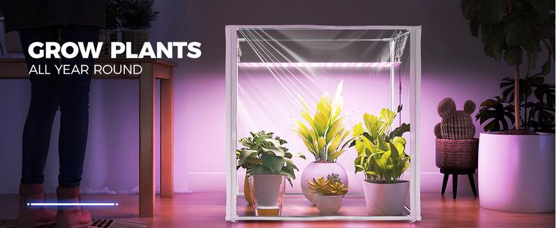 Barrina Mini Greenhouse with LED Grow Lights, 40W High Output Plant Light Small Indoor Greenhouse with Timer, 23x23x23IN
