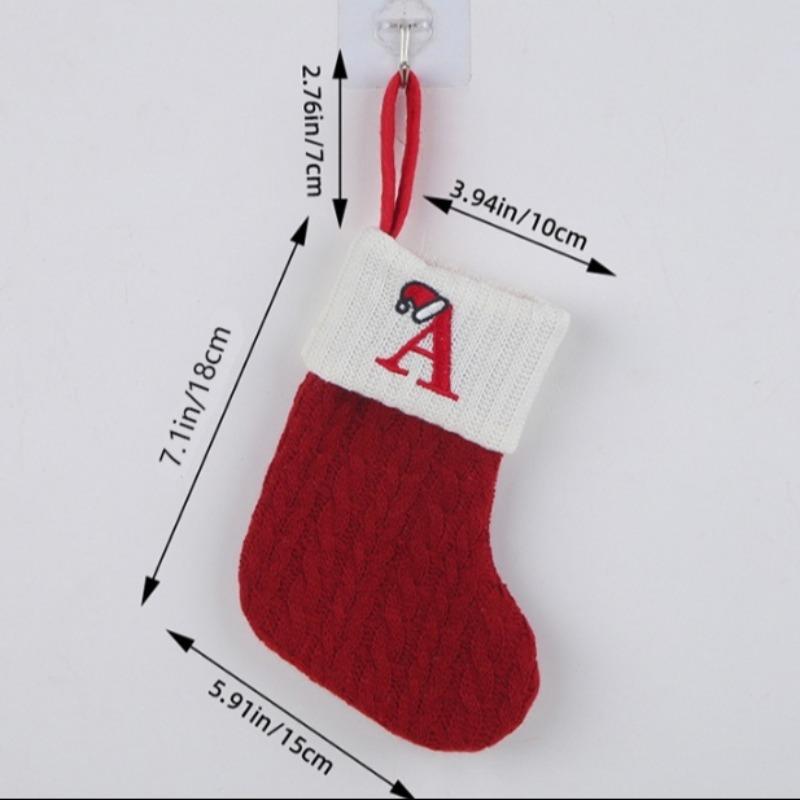 Knitted Letter Christmas Stocking, Personalized Initial Xmas Sock, Fireplace Hanging Decor, Holiday Party Gift, Home Decoration Knitted Letter Christmas Stocking, Personalized Initial Xmas Sock, Fireplace Hanging Decor, Holiday Party Gift, Home Decoration