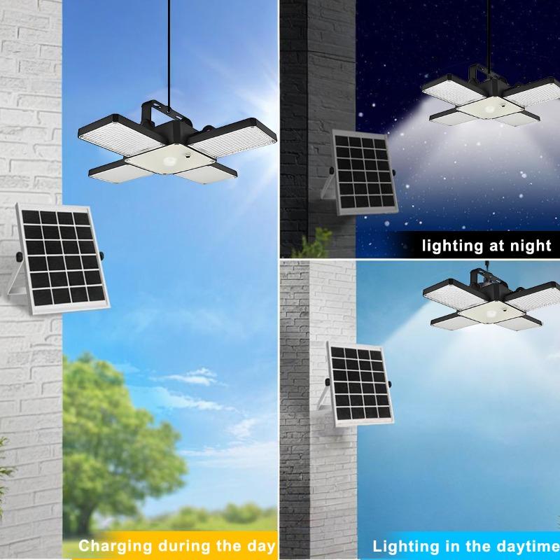 1PC Contemporary Irregular Shape Solar Powered Chandelier - Solar Lights with 4 Modes, Rope-Pull & Button Switch, Indoor Outdoor Flood & Spot Lighting, Garden House Light for Patio Decking Holiday Decor