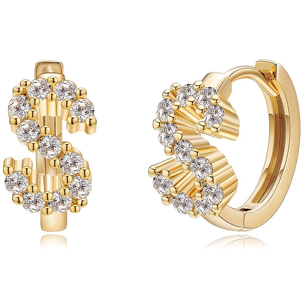 Letter Cubic Zirconia Huggie Earrings Tiny Earrings Small Huggie Hoop Earrings Simple Lightweight Hoops Gift for Women