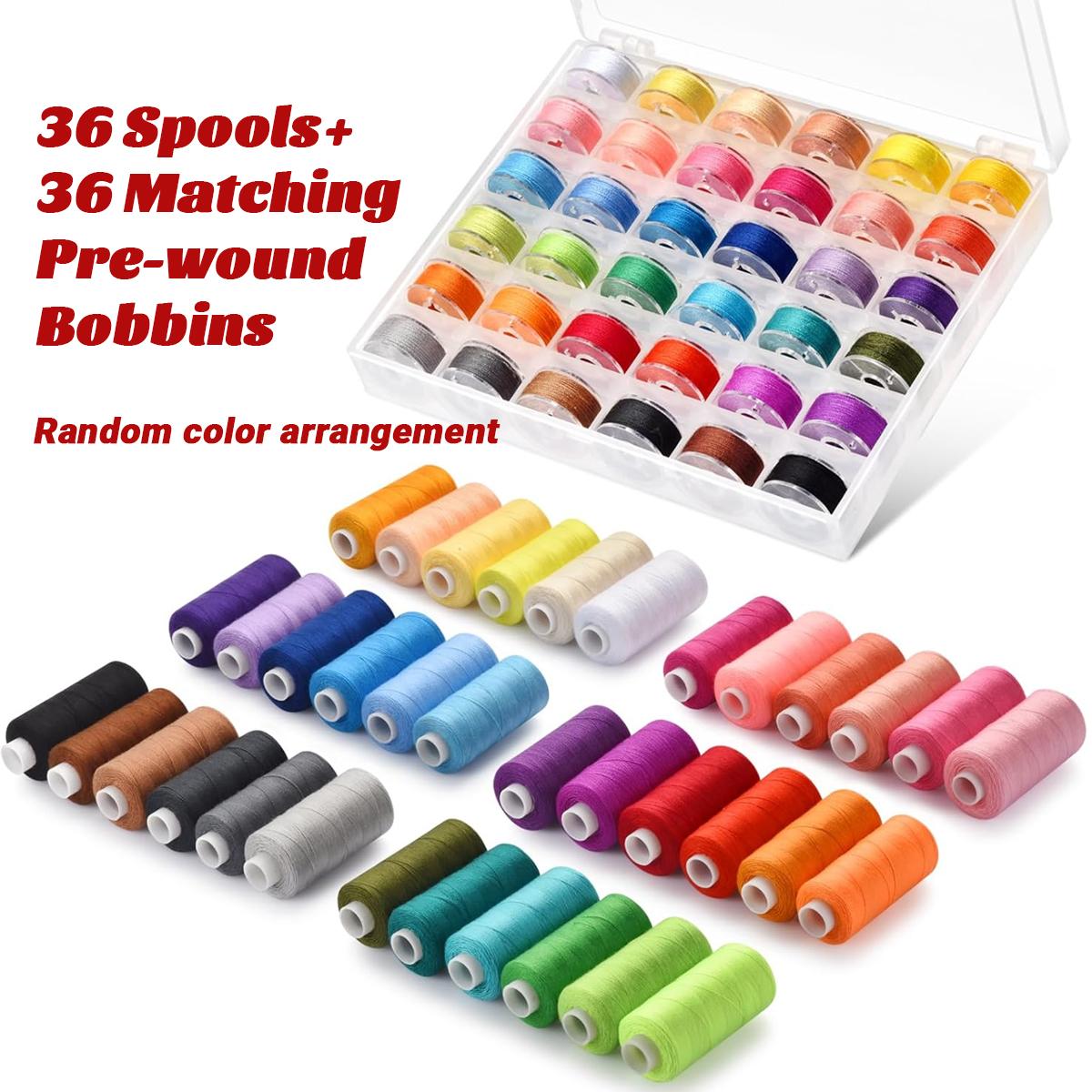 72PCS Sewing Thread Kit with 36 Prewound Bobbins, 36 Colors Polyester Thread Set, 400 Yards per Spool, Sturdy and resistant thread, Compatible with most sewing machines, for Sewing Machine & Hand Sewing, Quilting, Embroidery, Repairs, DIY Crafts