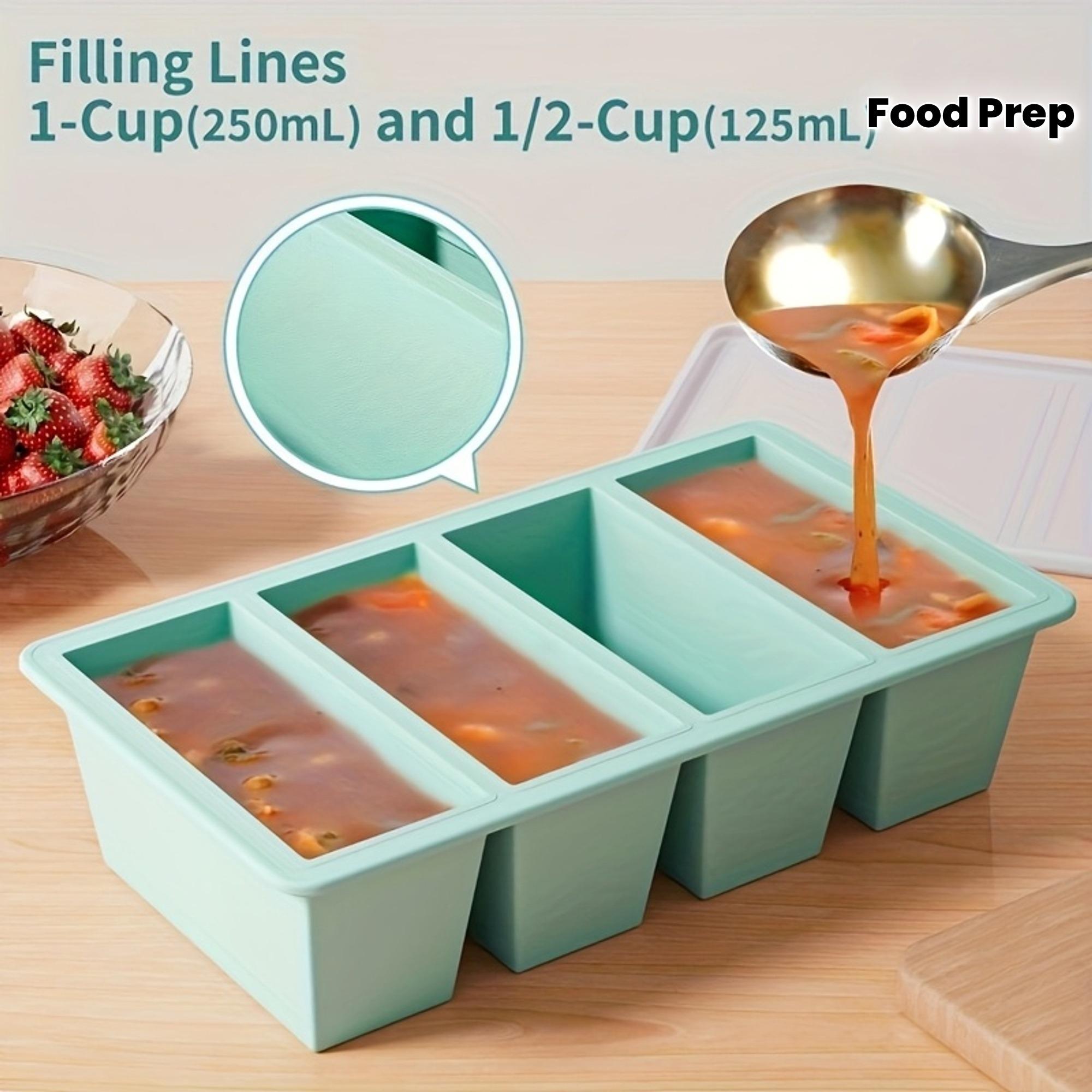 Reusable Silicone Freezer Tray with Lid, Durable Kitchen Storage for Soups, Broths, Sauces, Stackable Food Prep Container, Essential Kitchen Accessory